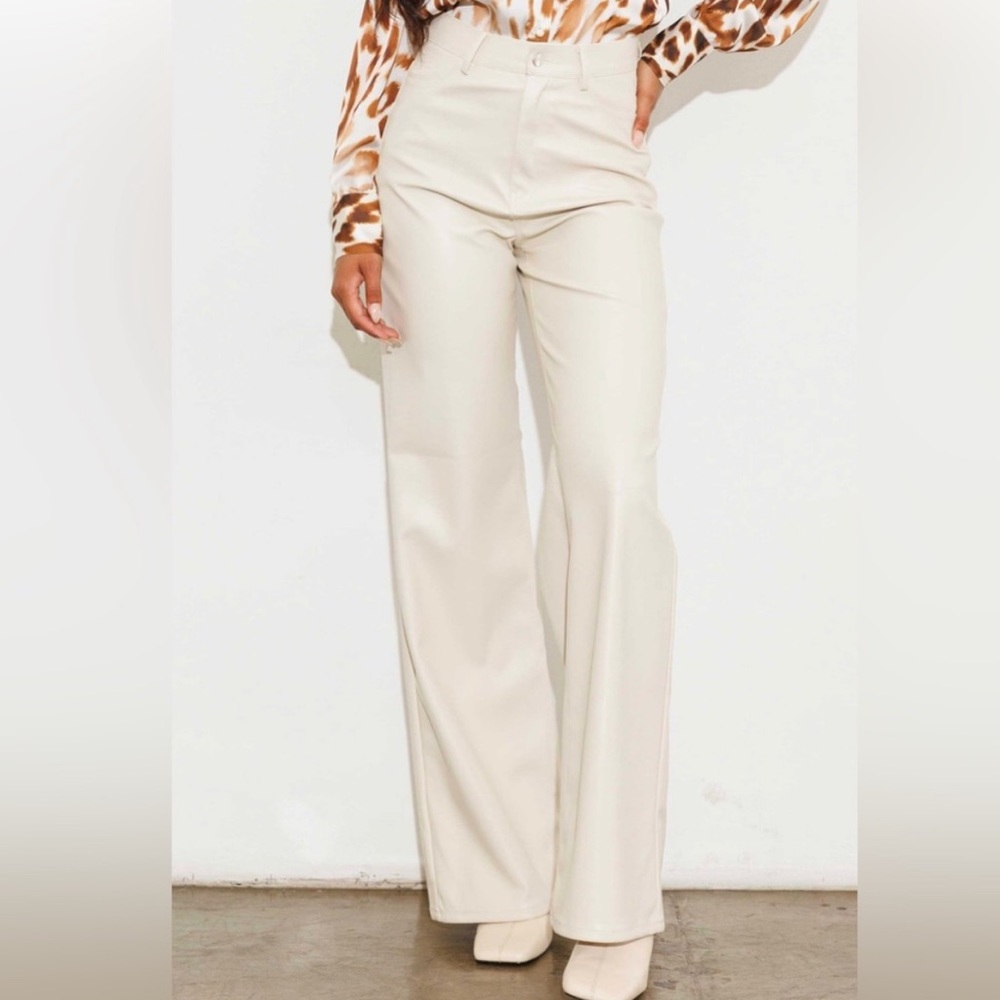 COPY - Vegan Leather Wide Leg Pants in Ivory sz s NWT